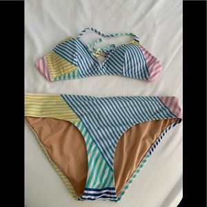J Crew tie bikini striped top S bottom M
